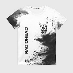 Женская футболка Radiohead и рок символ на светлом фоне