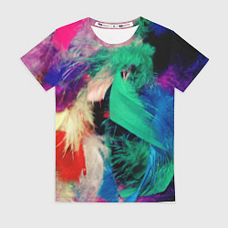 Женская футболка Неоновые перья павлина
