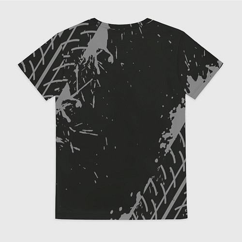 Женская футболка Toyota в стиле Top Gear со следами шин на фоне / 3D-принт – фото 2