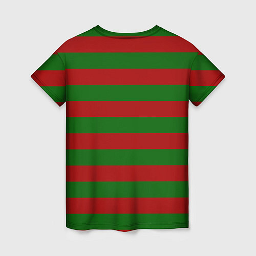 Женская футболка Красно-зеленые полоски / 3D-принт – фото 2
