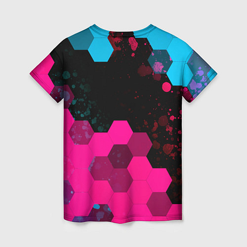 Женская футболка Quake - neon gradient: символ сверху / 3D-принт – фото 2