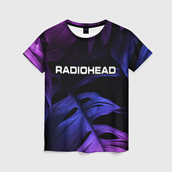 Женская футболка Radiohead neon monstera