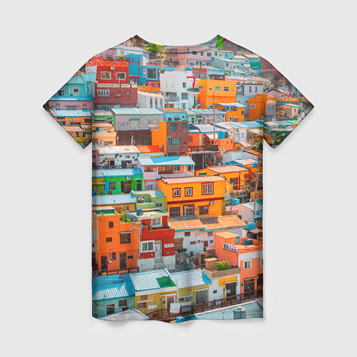 Женская футболка Красочный Камчхон-дон в городе Пусан / 3D-принт – фото 2