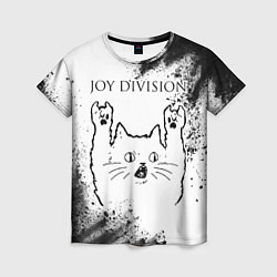 Футболка женская Joy Division рок кот на светлом фоне, цвет: 3D-принт