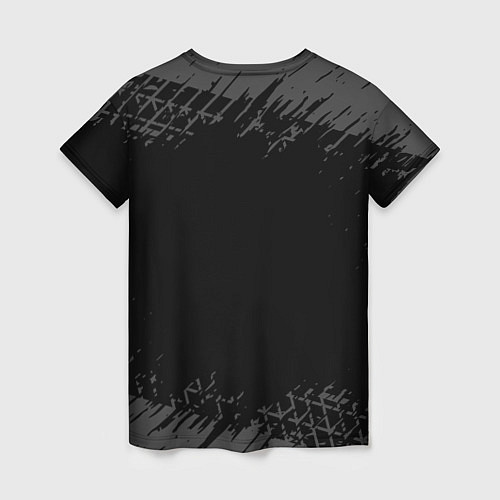 Женская футболка Infiniti speed на темном фоне со следами шин / 3D-принт – фото 2