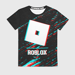 Футболка женская Roblox в стиле glitch и баги графики на темном фон, цвет: 3D-принт