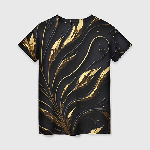 Женская футболка Золотой орнамент на черном / 3D-принт – фото 2