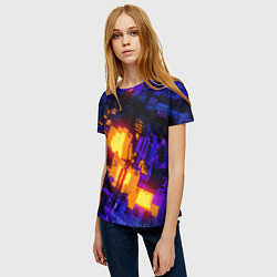 Футболка женская Фиолетовая и оранжевая схема, цвет: 3D-принт — фото 2