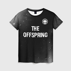 Женская футболка The Offspring glitch на темном фоне: символ сверху