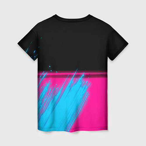 Женская футболка Three Days Grace - neon gradient: символ сверху / 3D-принт – фото 2