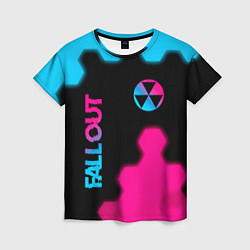 Футболка женская Fallout - neon gradient: надпись, символ, цвет: 3D-принт