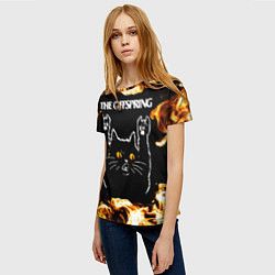 Футболка женская The Offspring рок кот и огонь, цвет: 3D-принт — фото 2