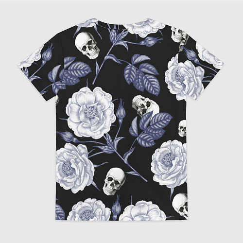 Женская футболка Черепа с розами / 3D-принт – фото 2