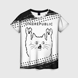 Футболка женская OneRepublic рок кот на светлом фоне, цвет: 3D-принт