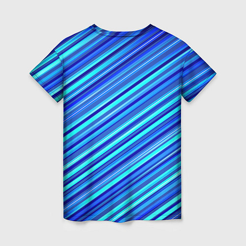 Женская футболка Сине голубые узорчатые полосы / 3D-принт – фото 2