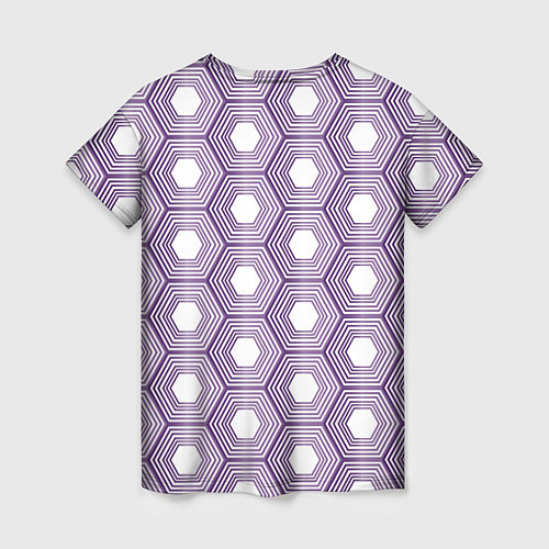 Женская футболка Шестиугольники фиолетовые / 3D-принт – фото 2