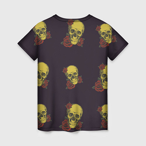 Женская футболка Череп и розочки / 3D-принт – фото 2