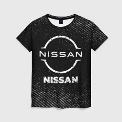 Футболка женская Nissan с потертостями на темном фоне, цвет: 3D-принт