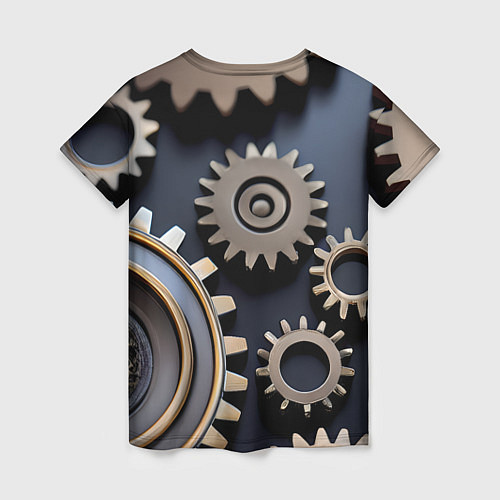 Женская футболка Механика и шестерёнки / 3D-принт – фото 2