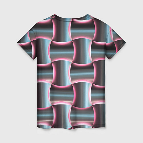 Женская футболка Множество полурозовых изогнутых четырёхугольников / 3D-принт – фото 2