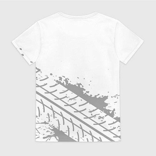 Женская футболка Yamaha speed на светлом фоне со следами шин: симво / 3D-принт – фото 2