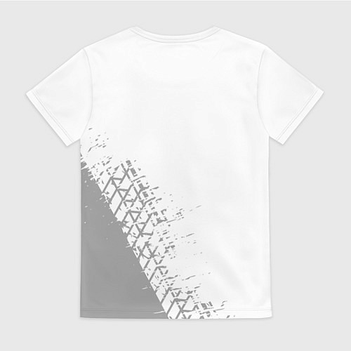 Женская футболка Mitsubishi speed на светлом фоне со следами шин: н / 3D-принт – фото 2