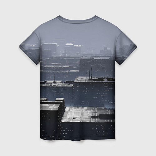 Женская футболка Тёмный металлический город будущего / 3D-принт – фото 2