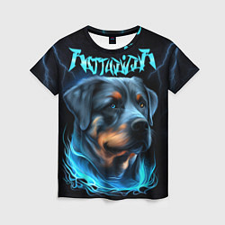 Женская футболка Rottweiler and lightnings