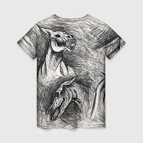 Женская футболка Черепа лошадей - эскиз / 3D-принт – фото 2