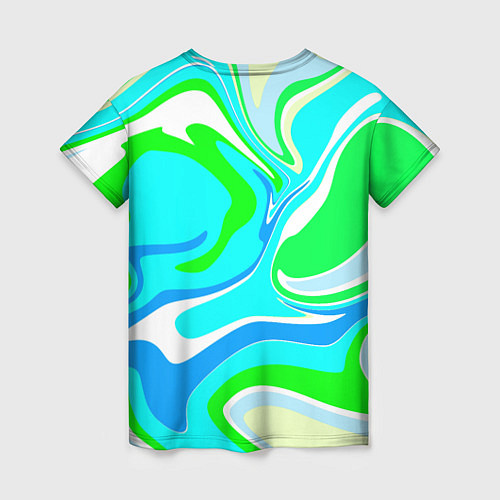 Женская футболка Абстракция сине-зеленая / 3D-принт – фото 2
