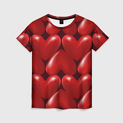 Футболка женская Red hearts, цвет: 3D-принт