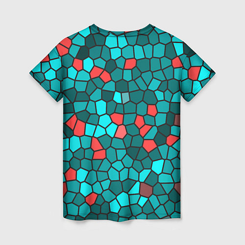 Женская футболка Мозаика бирюзовый / 3D-принт – фото 2