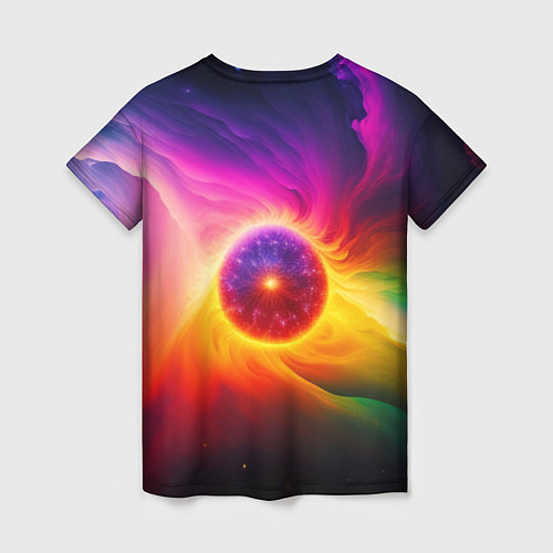 Женская футболка Неоновое солнце / 3D-принт – фото 2
