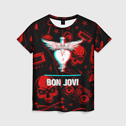Футболка женская Bon Jovi rock glitch, цвет: 3D-принт