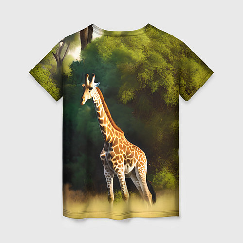 Женская футболка Жираф на фоне деревьев / 3D-принт – фото 2