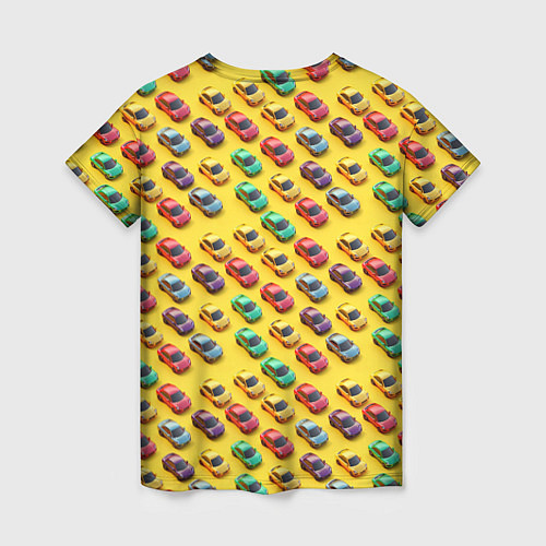 Женская футболка Разноцветные машинки / 3D-принт – фото 2