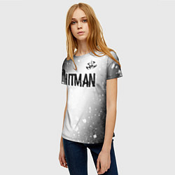 Футболка женская Hitman glitch на светлом фоне: символ сверху, цвет: 3D-принт — фото 2