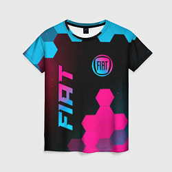 Футболка женская Fiat - neon gradient: надпись, символ, цвет: 3D-принт