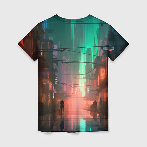 Женская футболка Кибер город будущего / 3D-принт – фото 2
