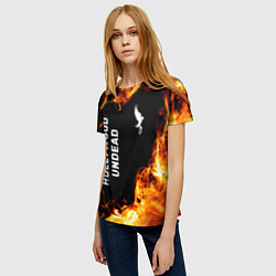 Футболка женская Hollywood Undead и пылающий огонь, цвет: 3D-принт — фото 2