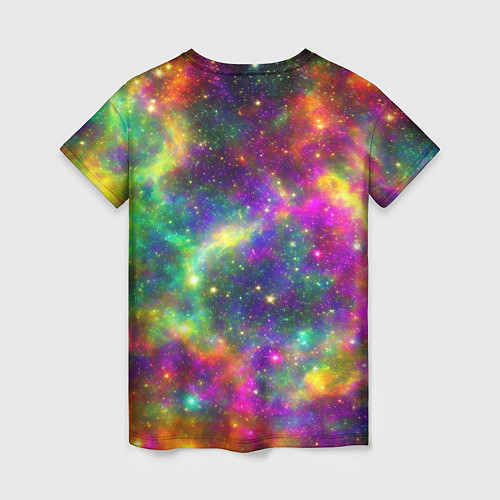Женская футболка Яркий неоновый космос / 3D-принт – фото 2