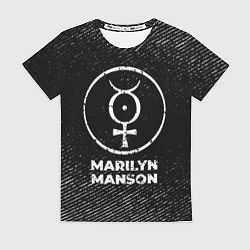 Футболка женская Marilyn Manson с потертостями на темном фоне, цвет: 3D-принт