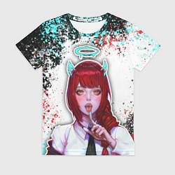 Женская футболка Макима с рожками - человек-бензопила