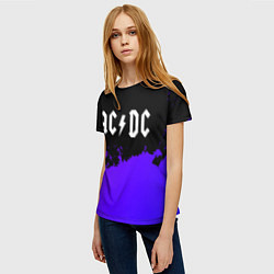 Футболка женская AC DC purple grunge, цвет: 3D-принт — фото 2