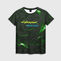 Футболка женская Cyberpunk 2077 phantom liberty green, цвет: 3D-принт