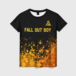 Футболка женская Fall Out Boy - gold gradient: символ сверху, цвет: 3D-принт