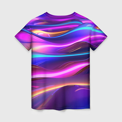 Женская футболка Неоновые волны / 3D-принт – фото 2