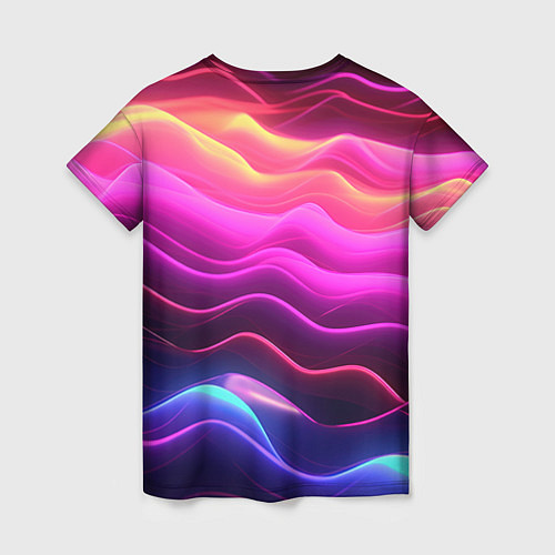 Женская футболка Розовые и фиолетовые неоновые волны / 3D-принт – фото 2