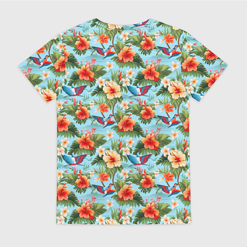 Женская футболка Разные гавайские цветочки / 3D-принт – фото 2