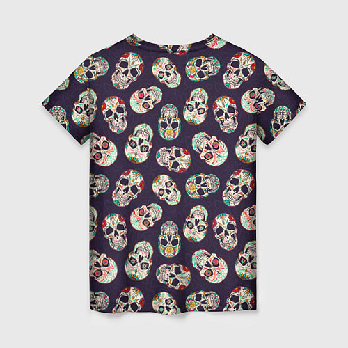 Женская футболка Узор с черепами Pattern with skulls / 3D-принт – фото 2